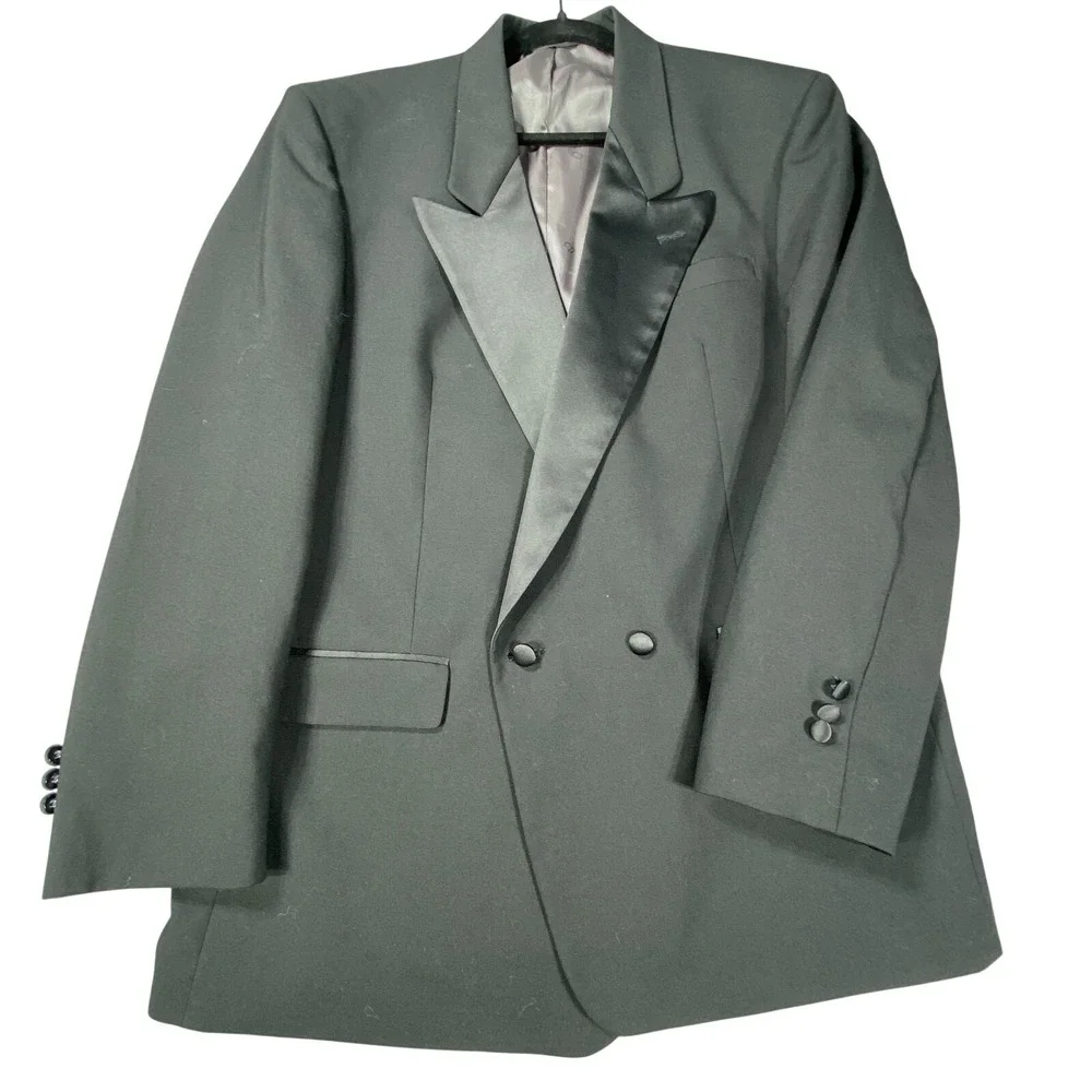 Vtg Christian‎ Dior Blazer Men 46L Black Grand Luxe Jacket Sport Coat USA Made